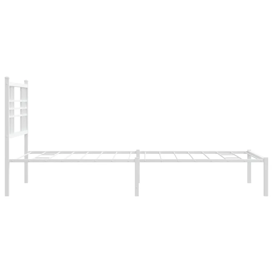 Cadre de lit métal sans matelas et tête de lit blanc 100x200 cm - 5