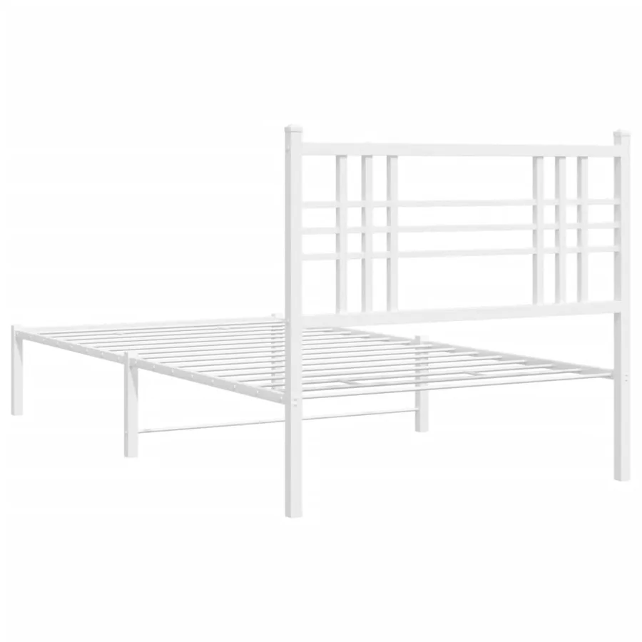 Cadre de lit métal sans matelas et tête de lit blanc 100x200 cm - 6