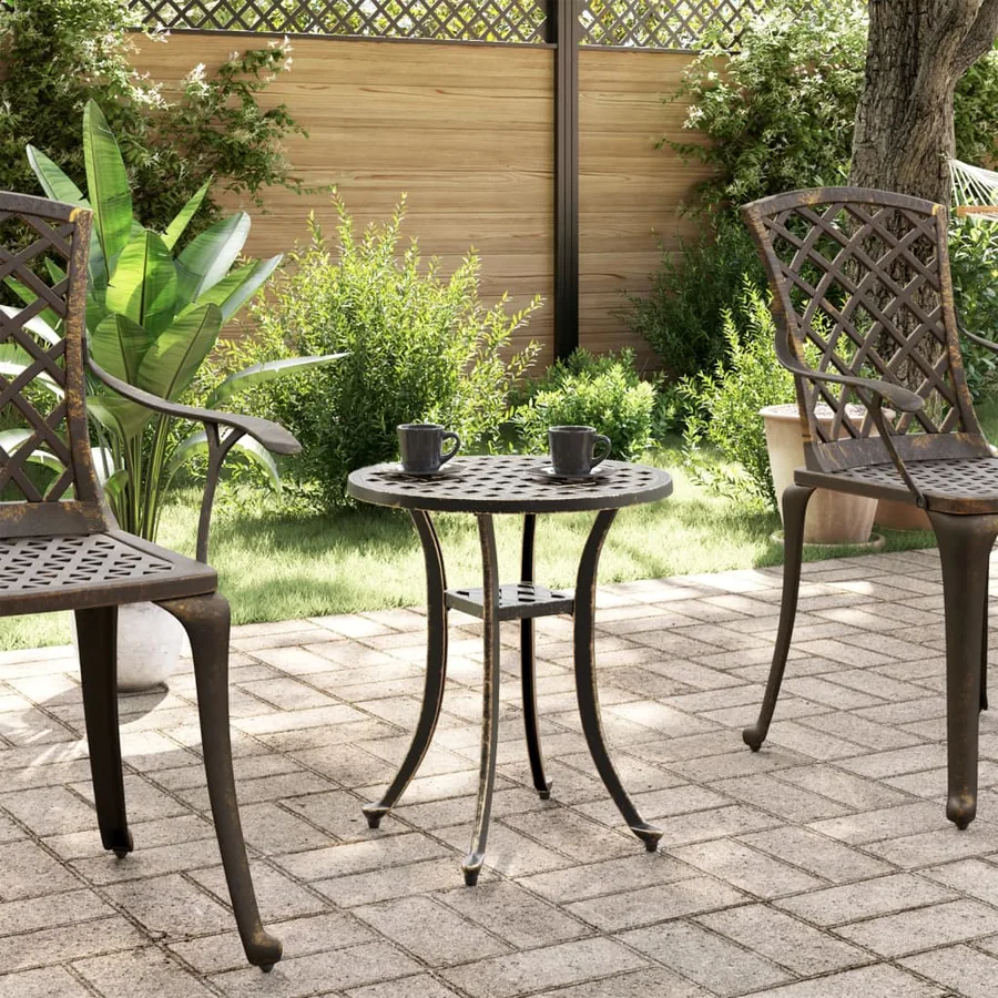 Table de jardin bronze Ø48x53 cm aluminium coulé - 3
