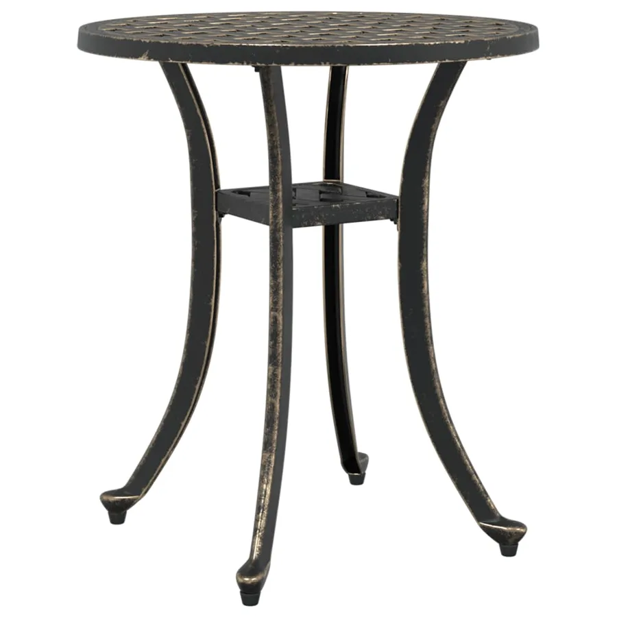 Table de jardin bronze Ø48x53 cm aluminium coulé - 5