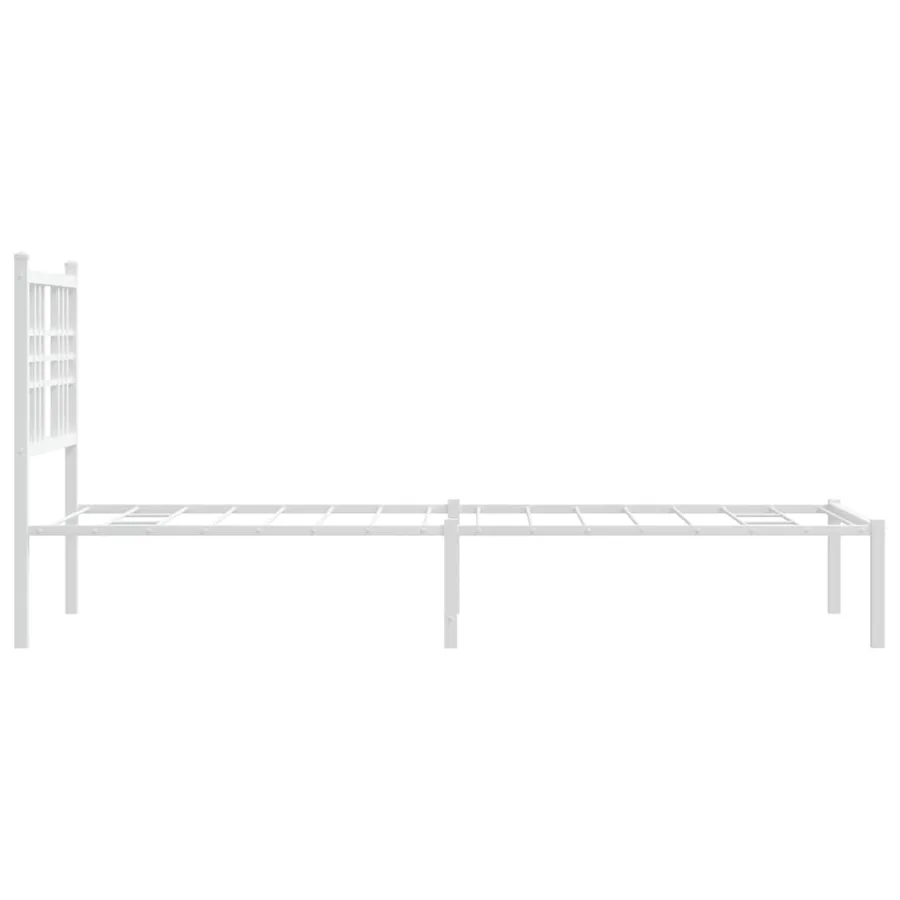Cadre de lit métal sans matelas avec tête de lit blanc 75x190cm - 5
