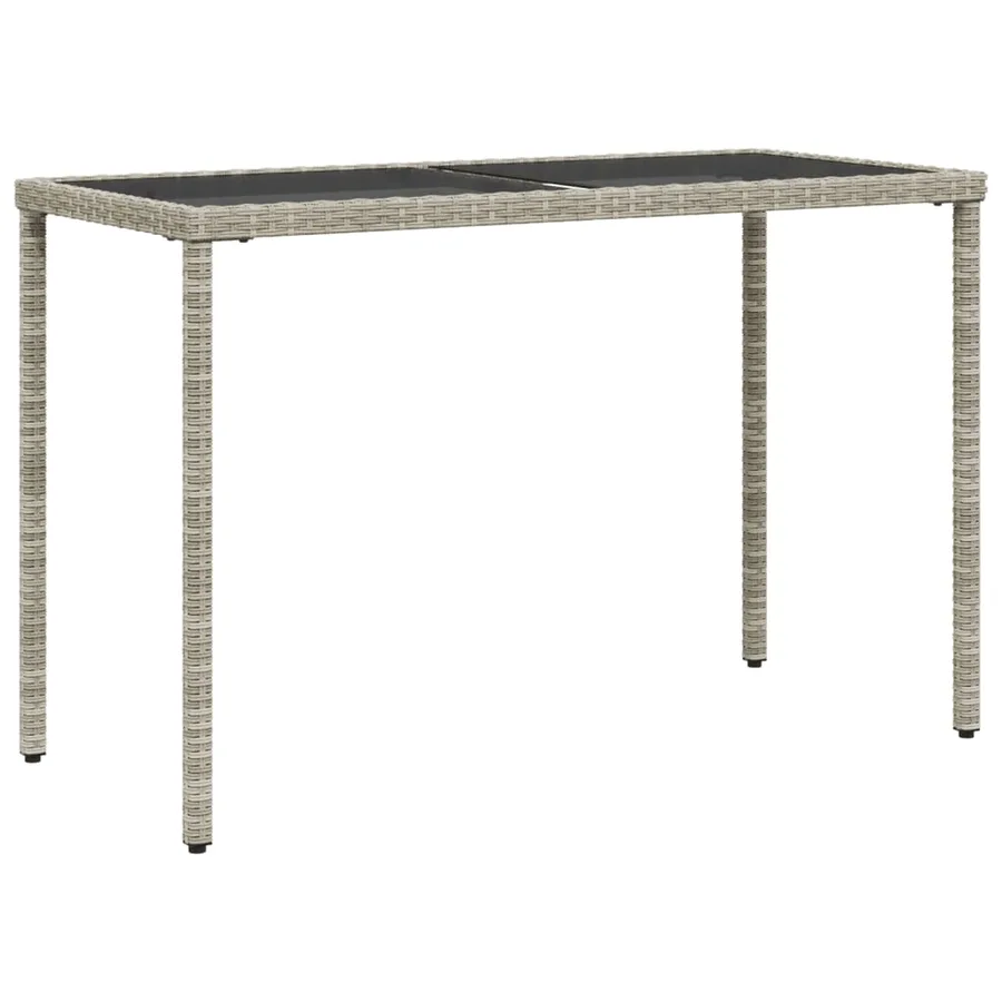 Table de jardin dessus en verre gris clair 115x54x74 cm rotin - 2
