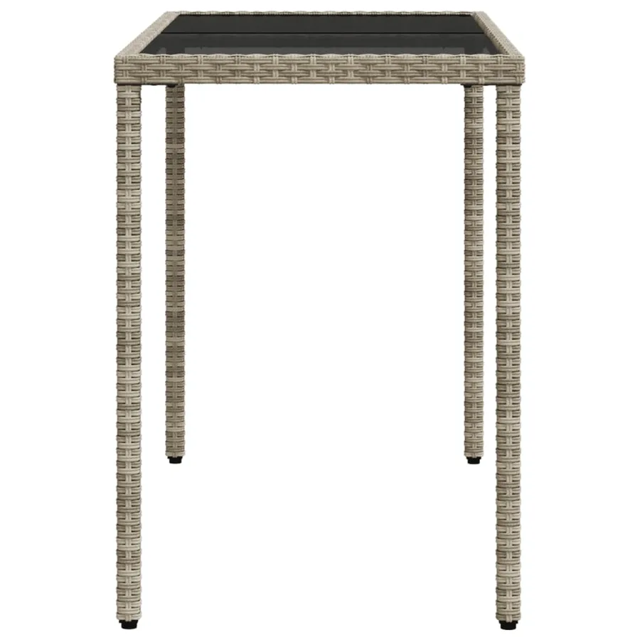 Table de jardin dessus en verre gris clair 115x54x74 cm rotin - 5