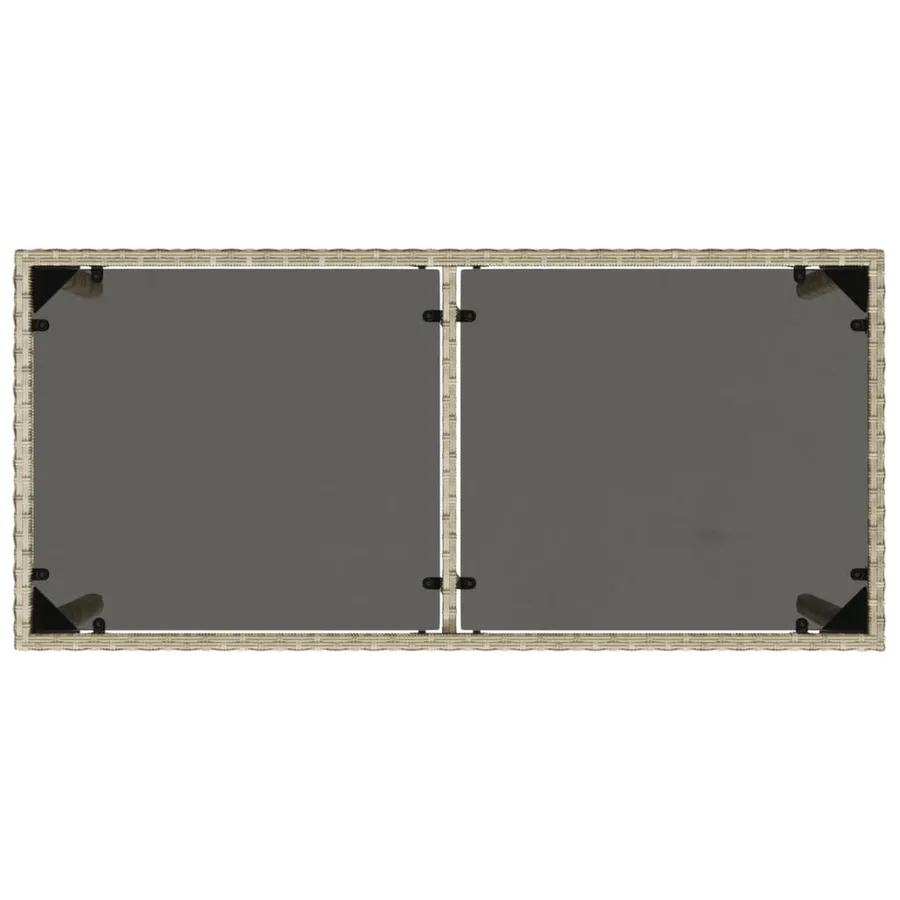 Table de jardin dessus en verre gris clair 115x54x74 cm rotin - 7