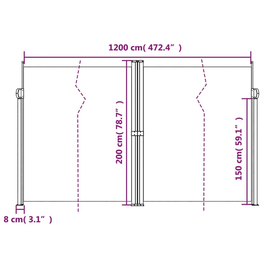 Auvent latéral rétractable Marron 200x1200 cm - 10
