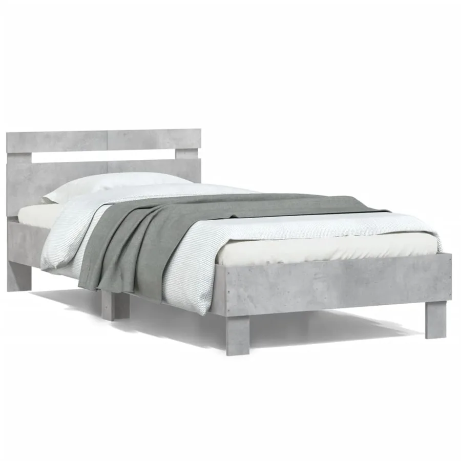 Cadre de lit sans matelas avec tête de lit gris béton 100x200cm - 2