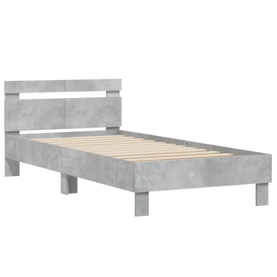 Cadre de lit sans matelas avec tête de lit gris béton 100x200cm - 3