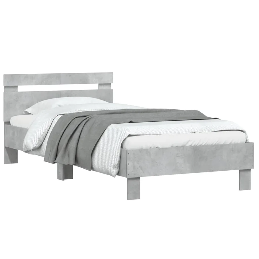 Cadre de lit sans matelas avec tête de lit gris béton 100x200cm - 4