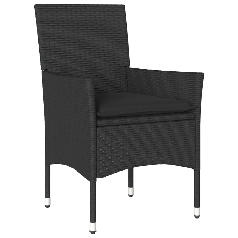 Ensemble à manger de jardin et coussins 7pcs noir rotin acacia - 3