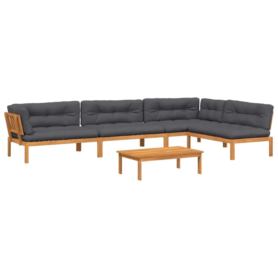 Salon palette de jardin avec coussins 5pcs bois d'acacia massif - 2