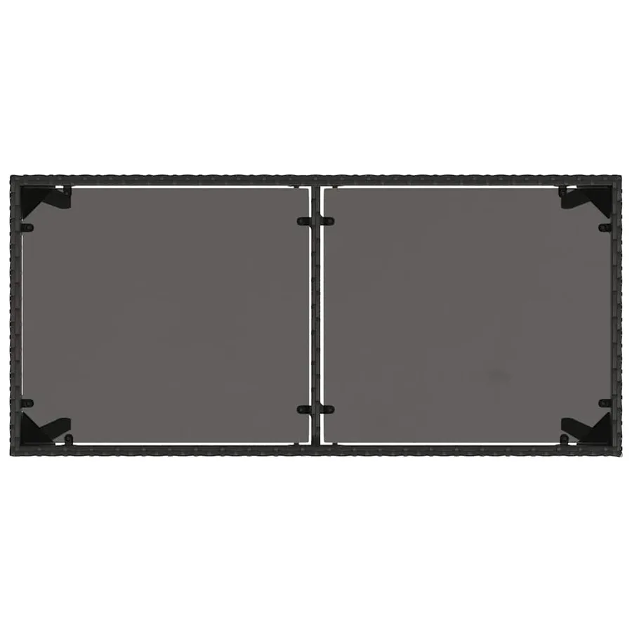 Table de jardin dessus en verre noir 115x54x74cm résine tressée - 7