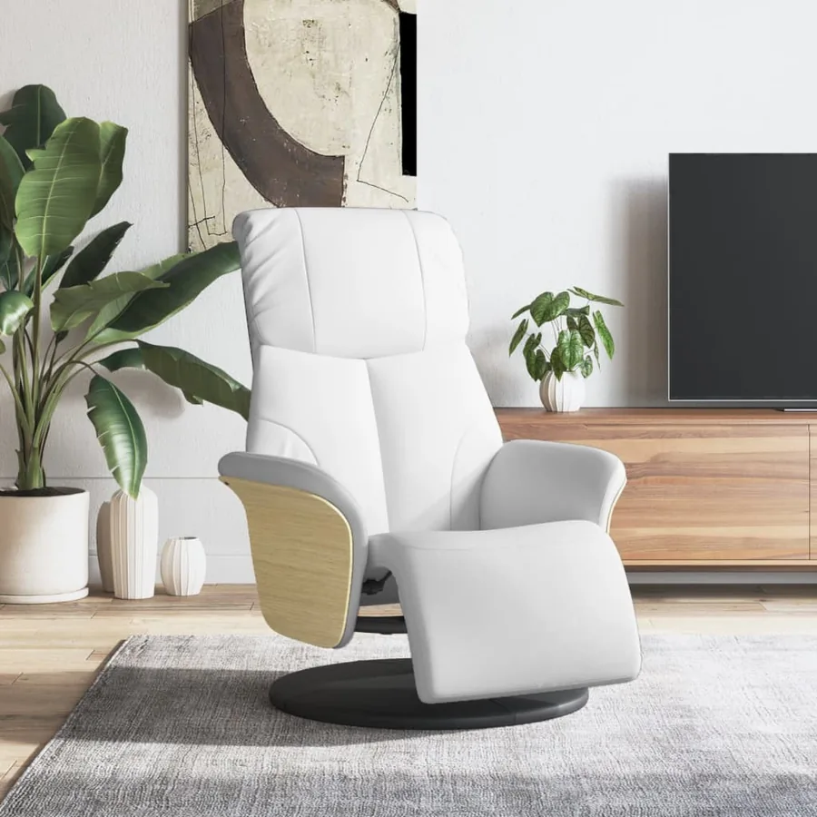 Fauteuil inclinable avec repose-pieds blanc similicuir