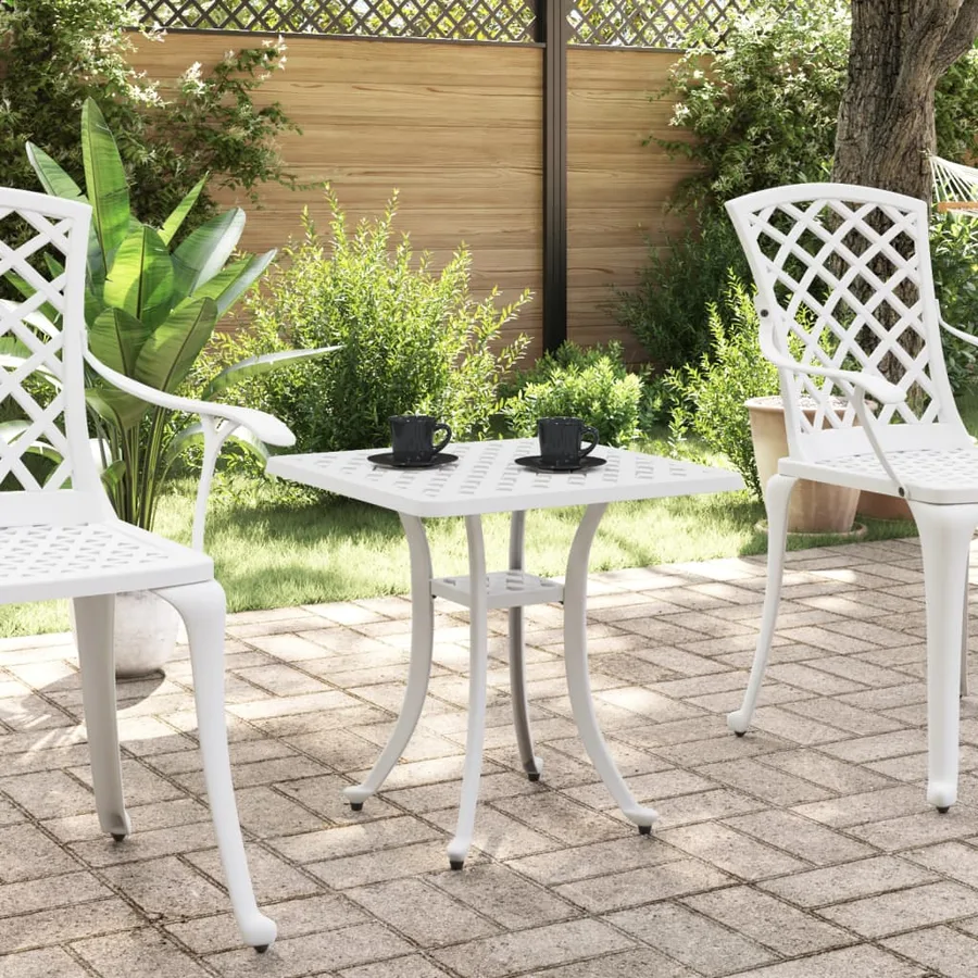 Table de jardin blanc 53x53x53 cm aluminium coulé - 3