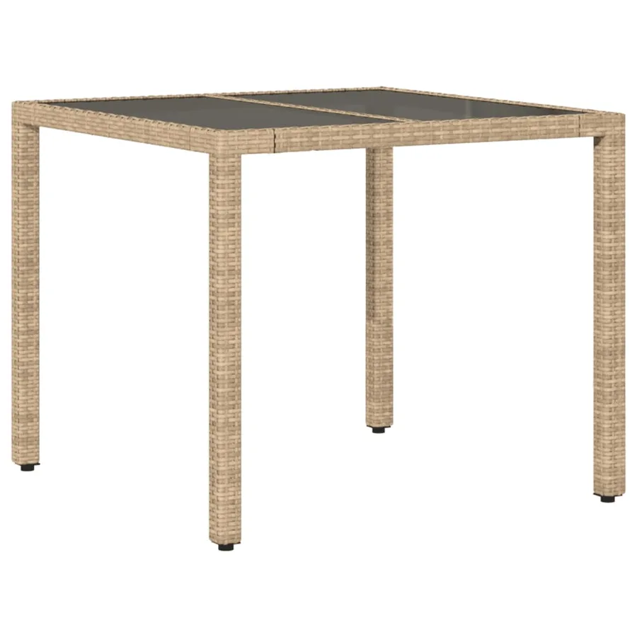 Ensemble à manger de jardin et coussins 5 pcs beige rotin verre - 4