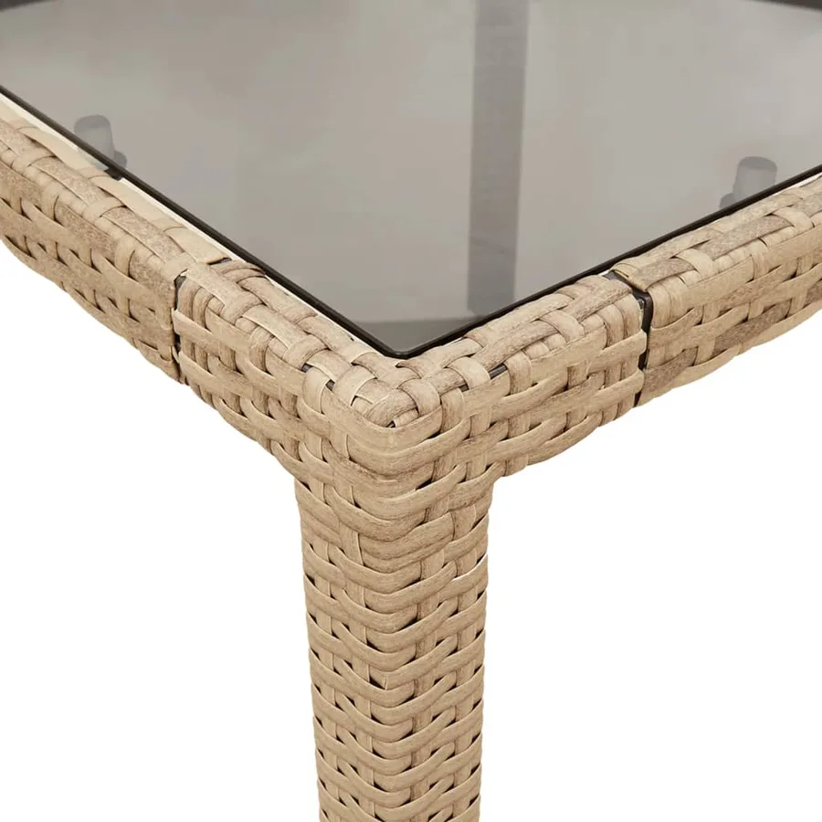 Ensemble à manger de jardin et coussins 5 pcs beige rotin verre - 6