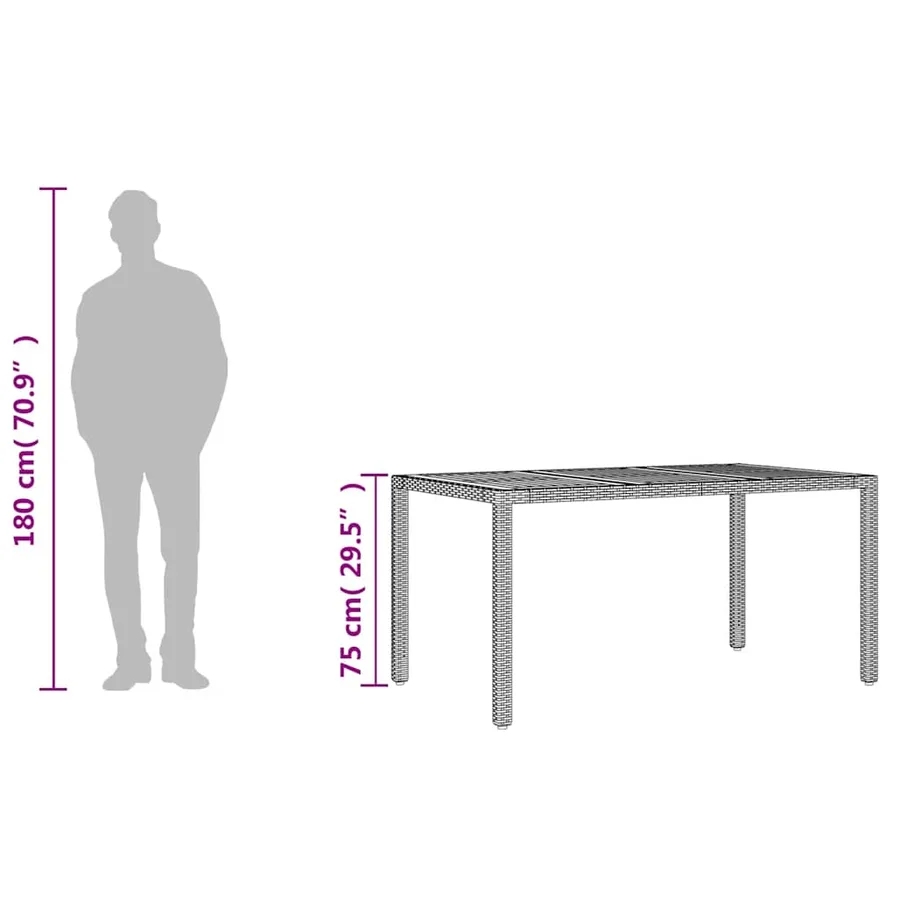 Table de jardin et dessus en bois d'acacia noir résine tressée - 10