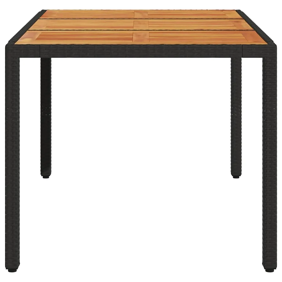Table de jardin et dessus en bois d'acacia noir résine tressée - 5