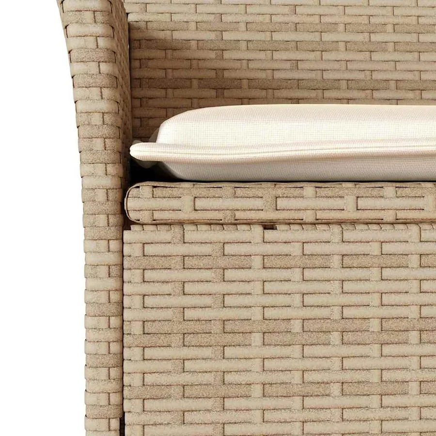 Ensemble à manger de jardin et coussins 5 pcs beige rotin verre - 5