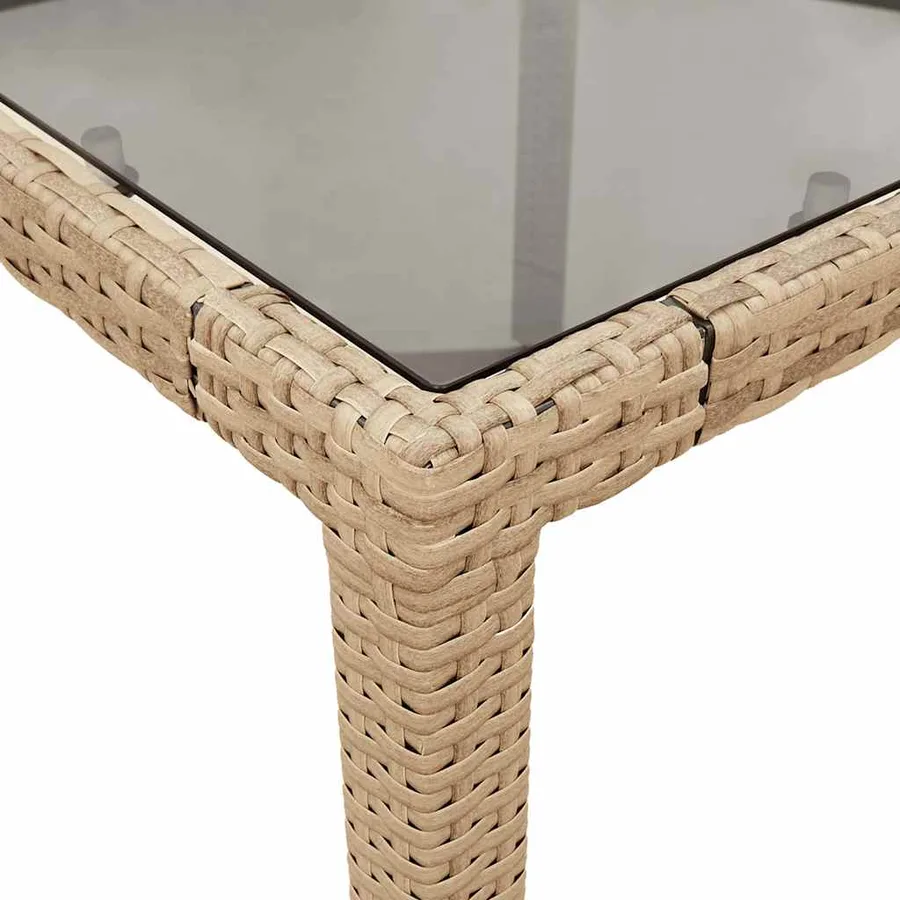 Ensemble à manger de jardin et coussins 5 pcs beige rotin verre - 6