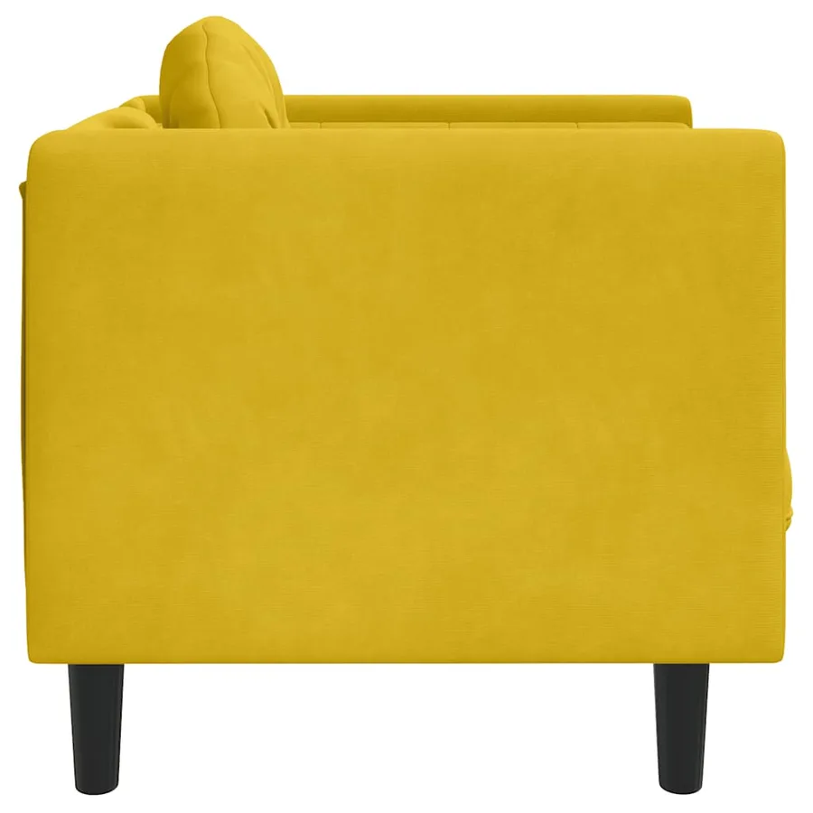 Fauteuil avec coussin jaune velours - 5