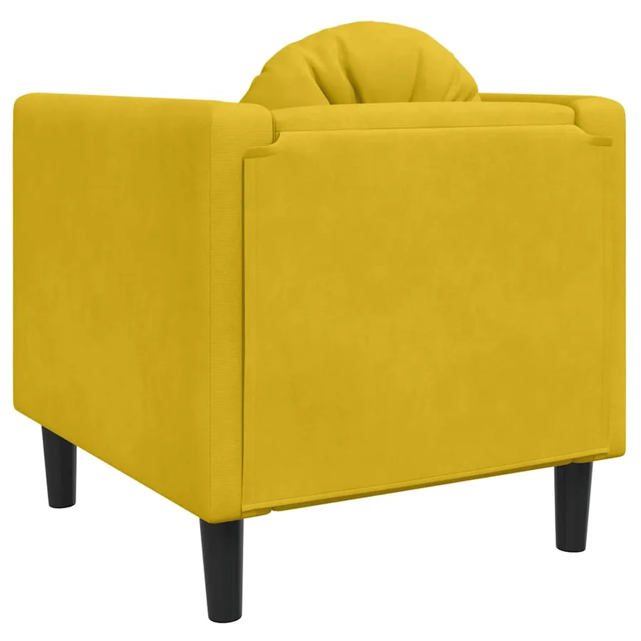 Fauteuil avec coussin jaune velours - 6