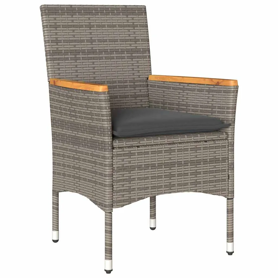 Ensemble à manger de jardin et coussins 3 pcs gris rotin verre - 3