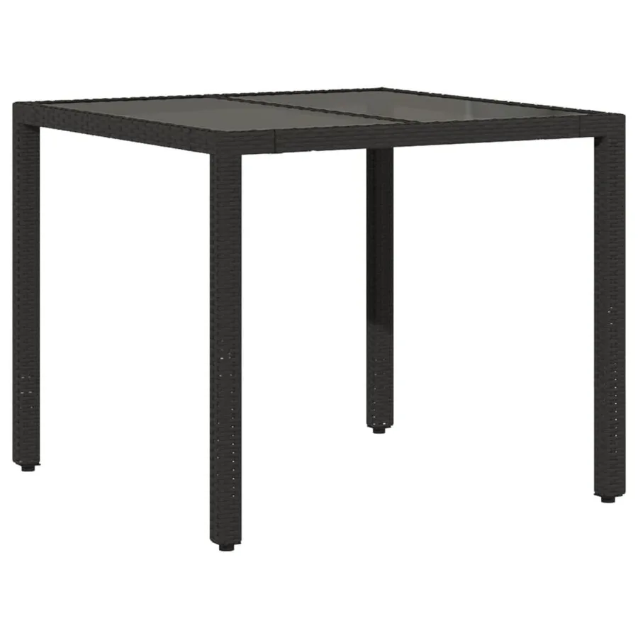 Ensemble à manger de jardin et coussins 3 pcs noir rotin verre - 4