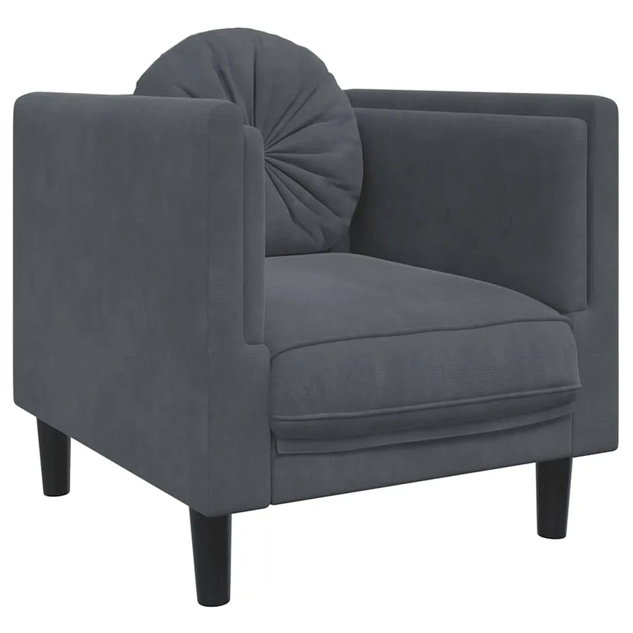Fauteuil avec coussin gris foncé velours - 2