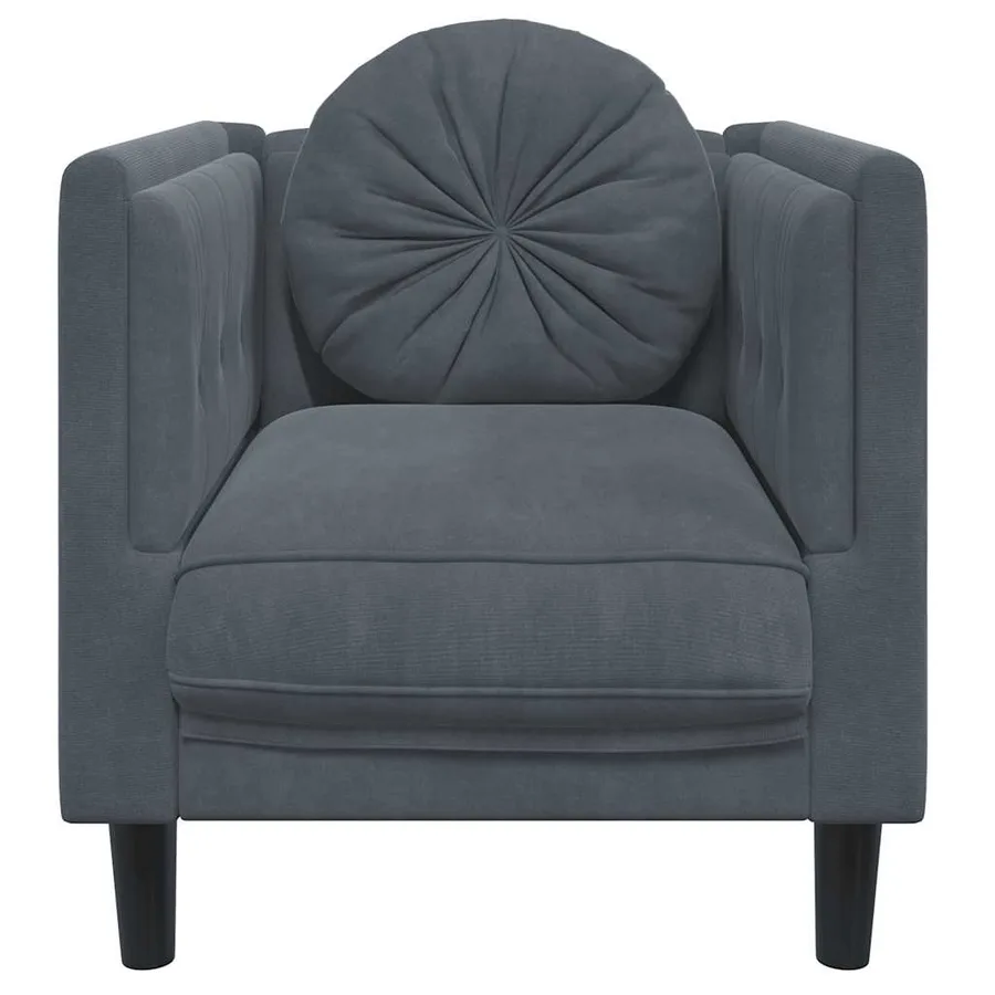 Fauteuil avec coussin gris foncé velours - 4