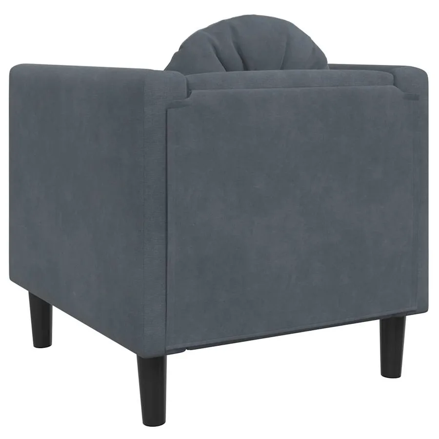 Fauteuil avec coussin gris foncé velours - 6