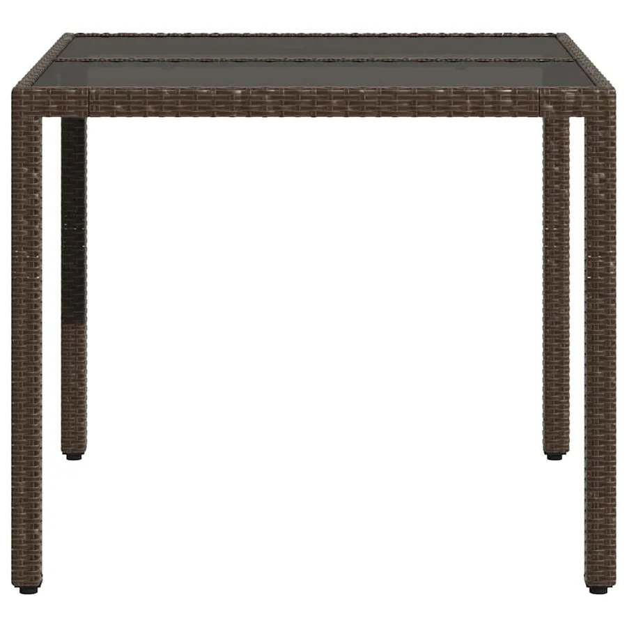 Table de jardin avec dessus en verre marron résine tressée - 5