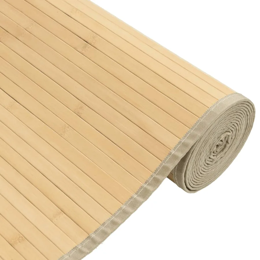 Tapis rectangulaire naturel clair 80x100 cm bambou - 4