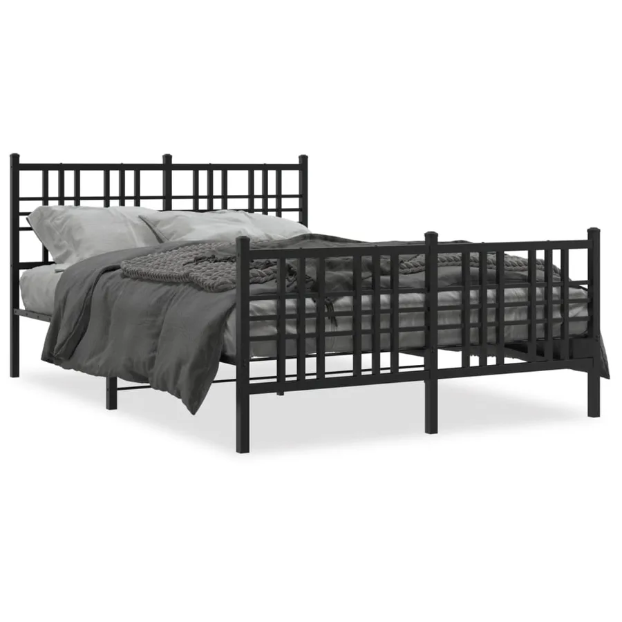Cadre de lit métal sans matelas avec pied de lit noir 140x190cm - 2