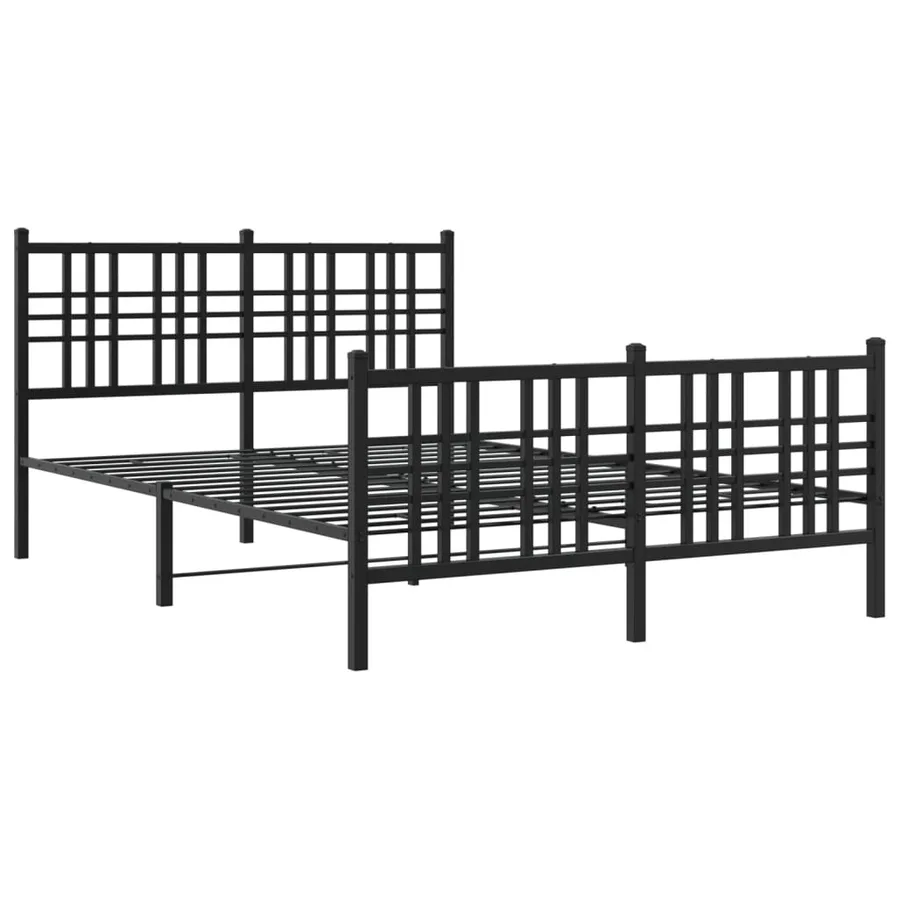 Cadre de lit métal sans matelas avec pied de lit noir 140x190cm - 3