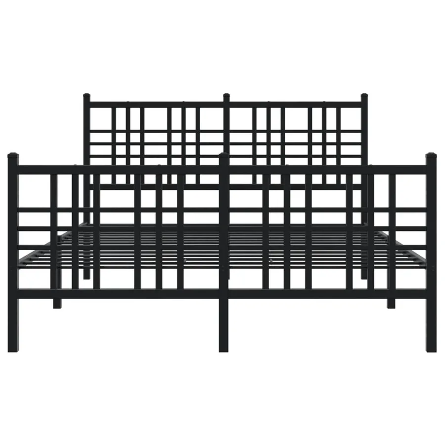 Cadre de lit métal sans matelas avec pied de lit noir 140x190cm - 4