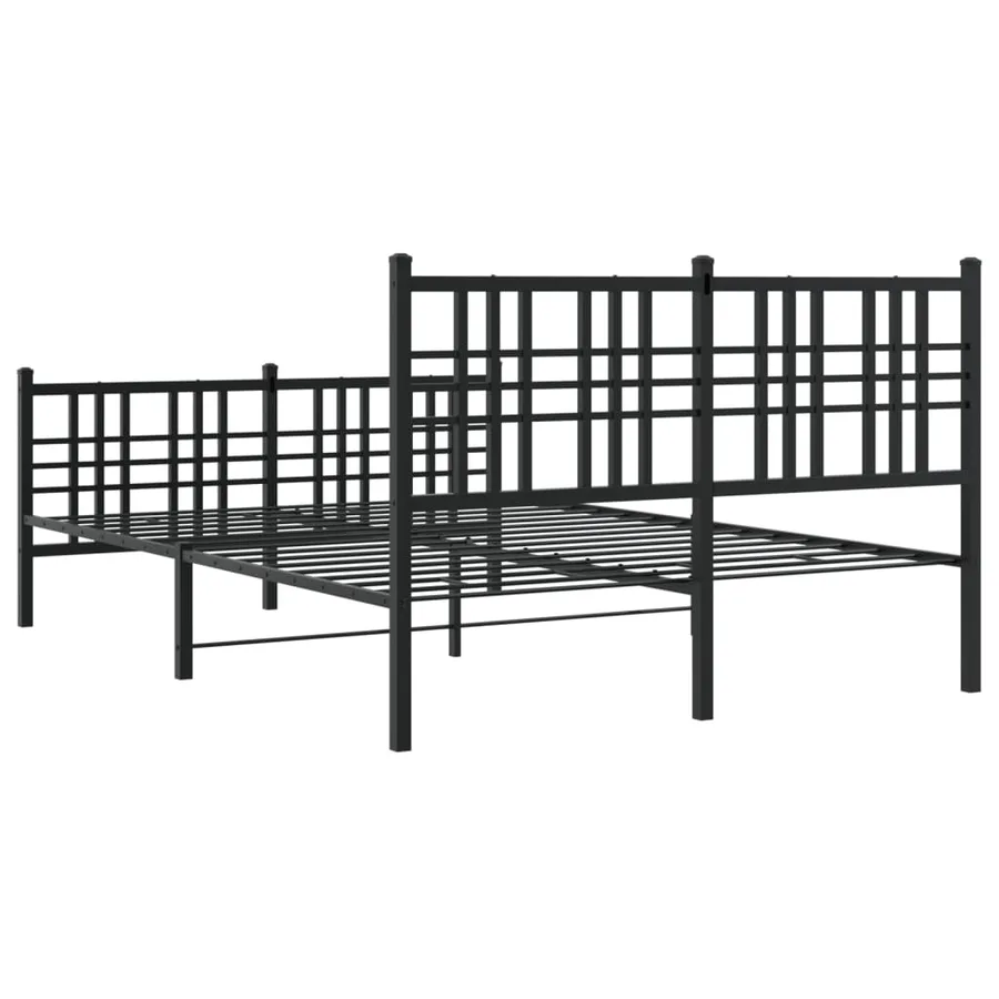 Cadre de lit métal sans matelas avec pied de lit noir 140x190cm - 6