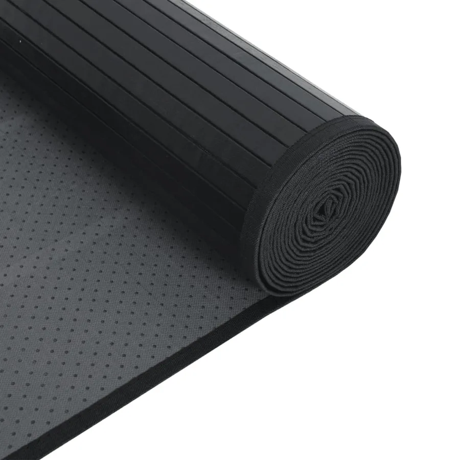 Tapis rectangulaire noir 60x400 cm bambou - 5