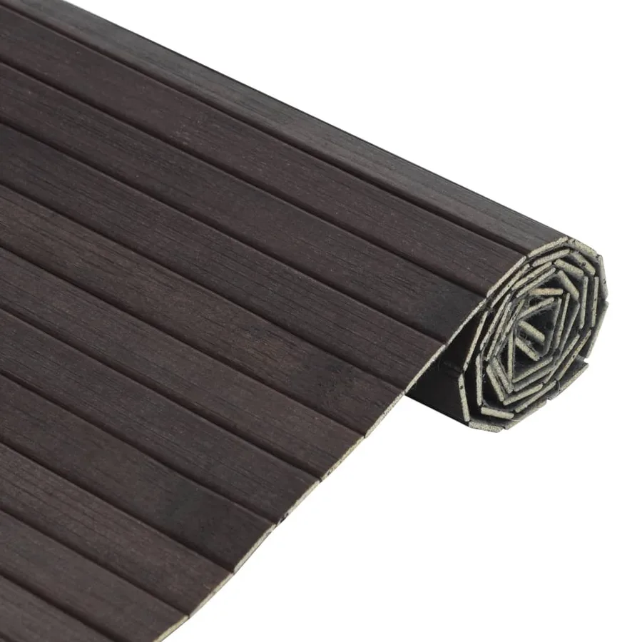 Tapis rectangulaire marron foncé 70x200 cm bambou - 4