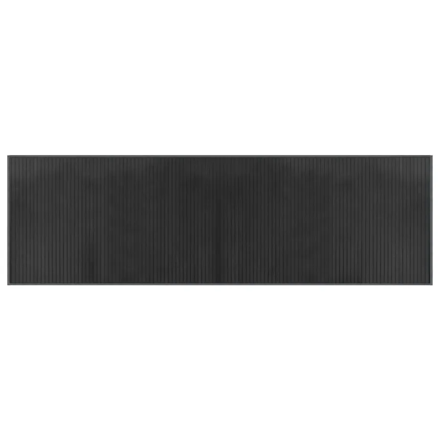 Tapis rectangulaire gris 60x200 cm bambou - 2