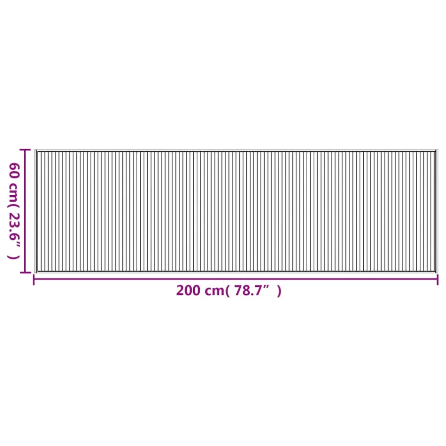 Tapis rectangulaire gris 60x200 cm bambou - 8