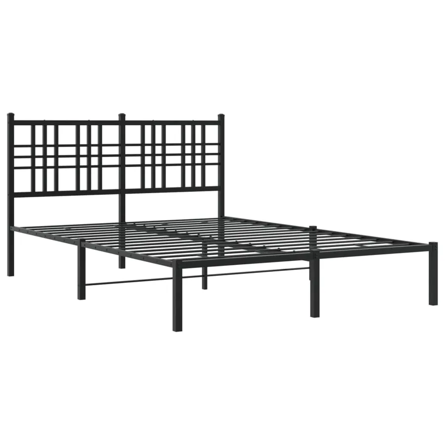 Cadre de lit métal sans matelas avec tête de lit noir 135x190cm - 3
