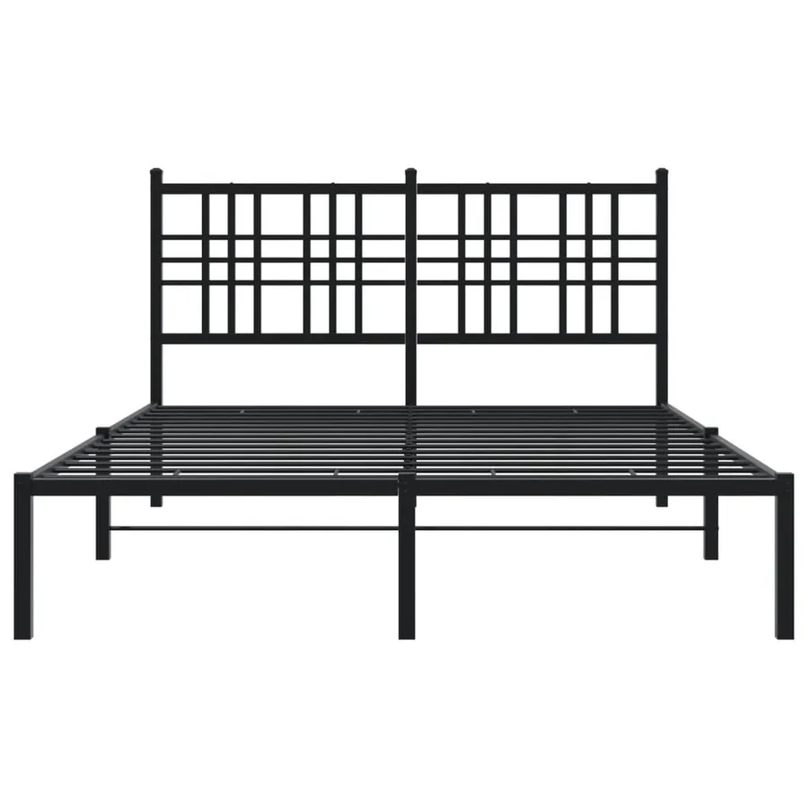 Cadre de lit métal sans matelas avec tête de lit noir 135x190cm - 4