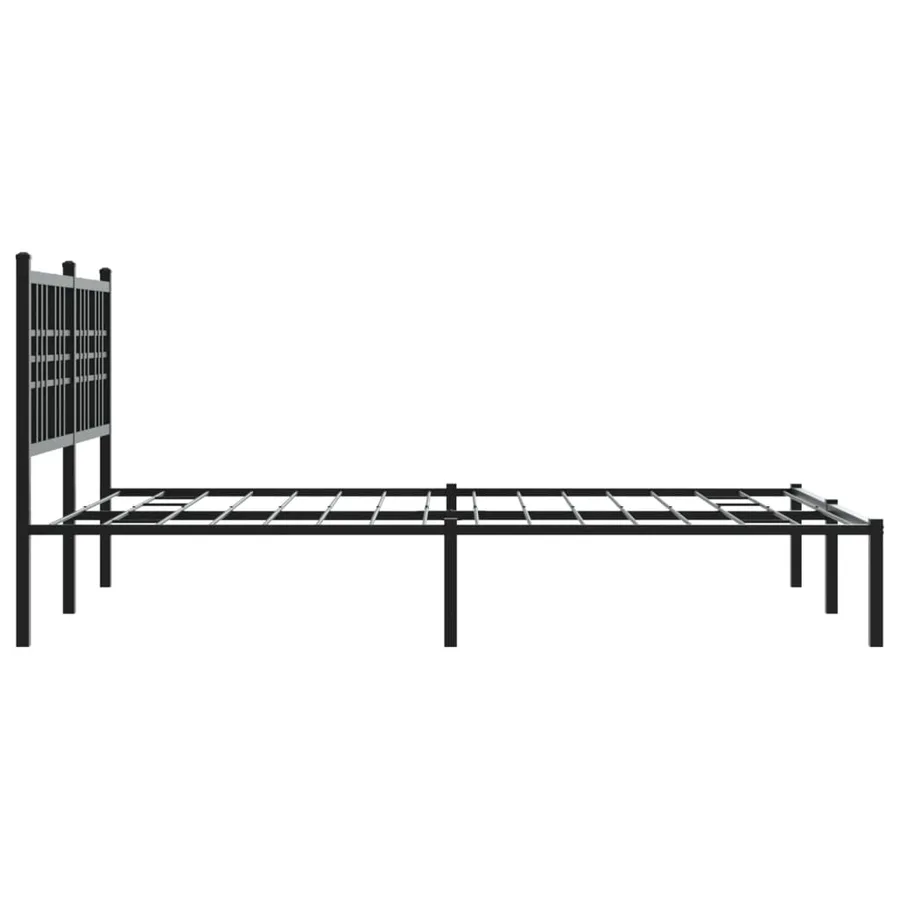 Cadre de lit métal sans matelas avec tête de lit noir 135x190cm - 5