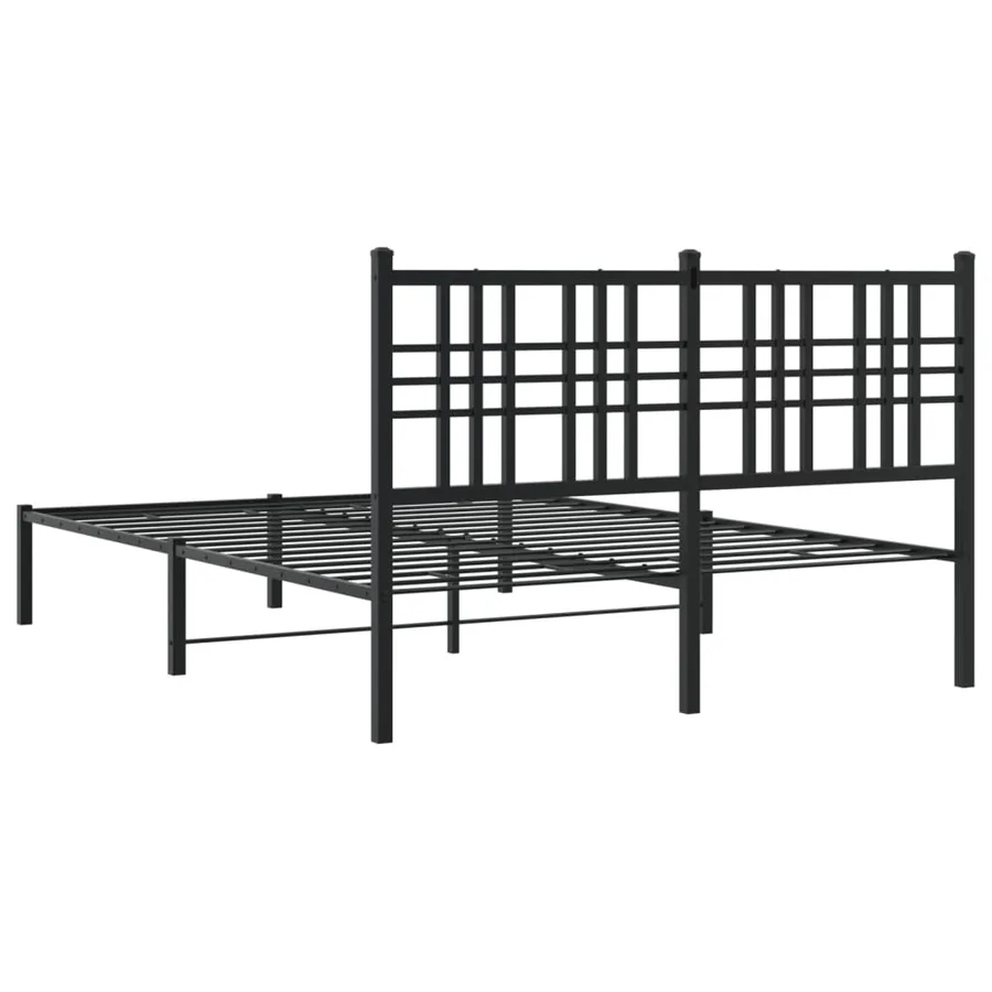 Cadre de lit métal sans matelas avec tête de lit noir 135x190cm - 6