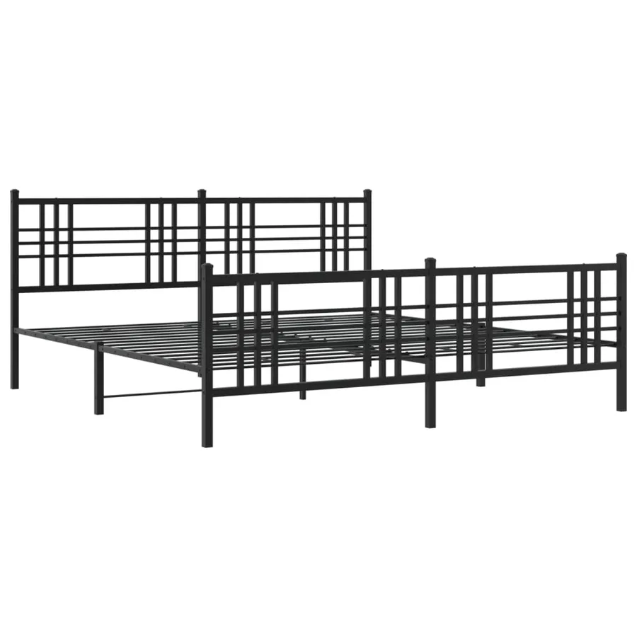 Cadre de lit métal sans matelas avec pied de lit noir 200x200cm - 3