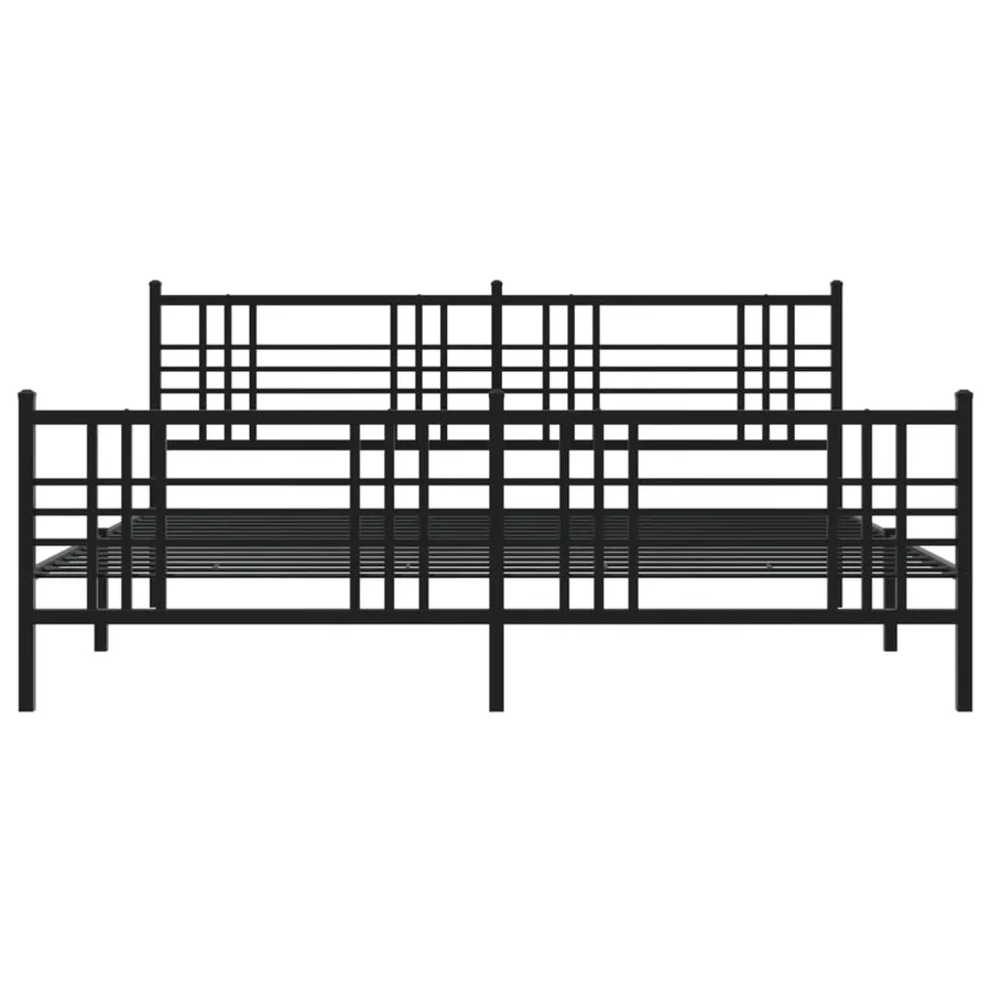 Cadre de lit métal sans matelas avec pied de lit noir 200x200cm - 4