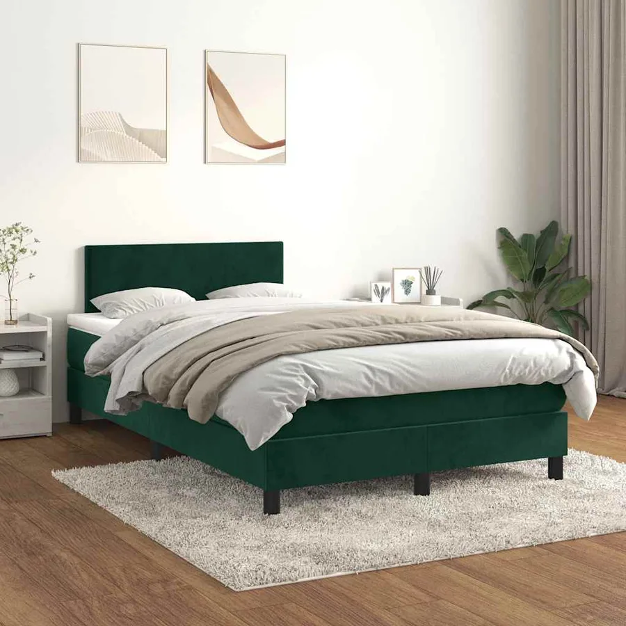 Sommier à lattes de lit avec matelas vert foncé 120x190 cm - 3
