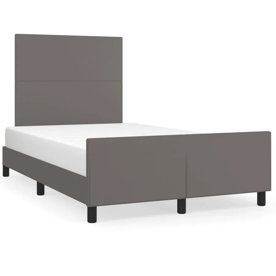 Cadre de lit sans matelas gris 120x190 cm similicuir - 2