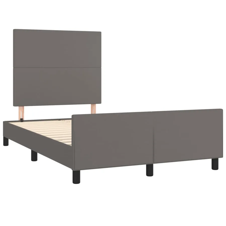 Cadre de lit sans matelas gris 120x190 cm similicuir - 3