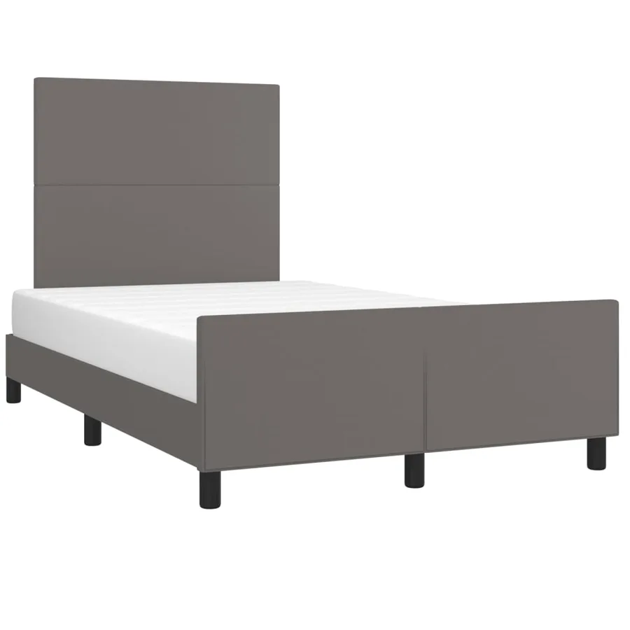 Cadre de lit sans matelas gris 120x190 cm similicuir - 4